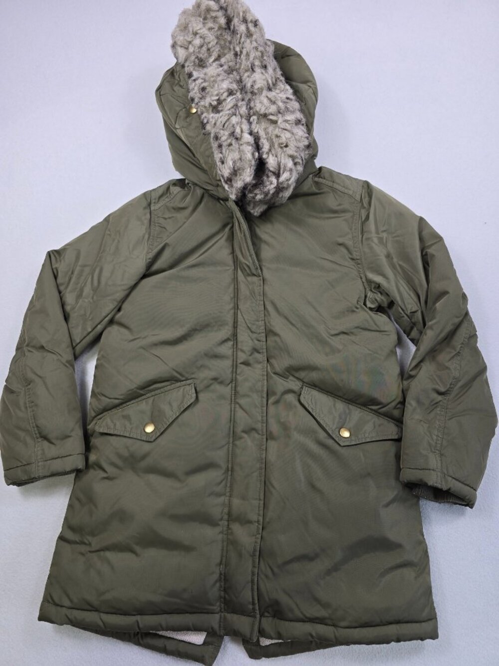 Crewcuts Girls size 12 Olive Green Fishtail Parka Coat